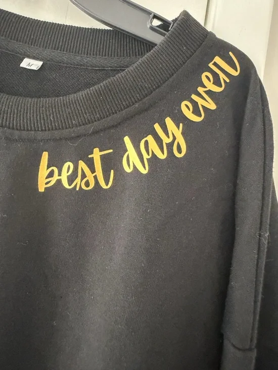 Black Sweatshirt with Gold Tinker Bell Graphics - "best day ever" - Picture 3 of 7